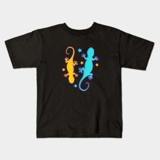 Hippie Colorful Lizards and Reptiles Kids T-Shirt